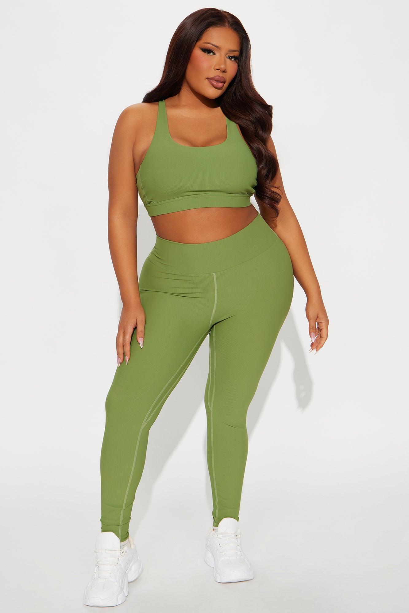 Pace It Ribbed Active Set - Olive Product Image