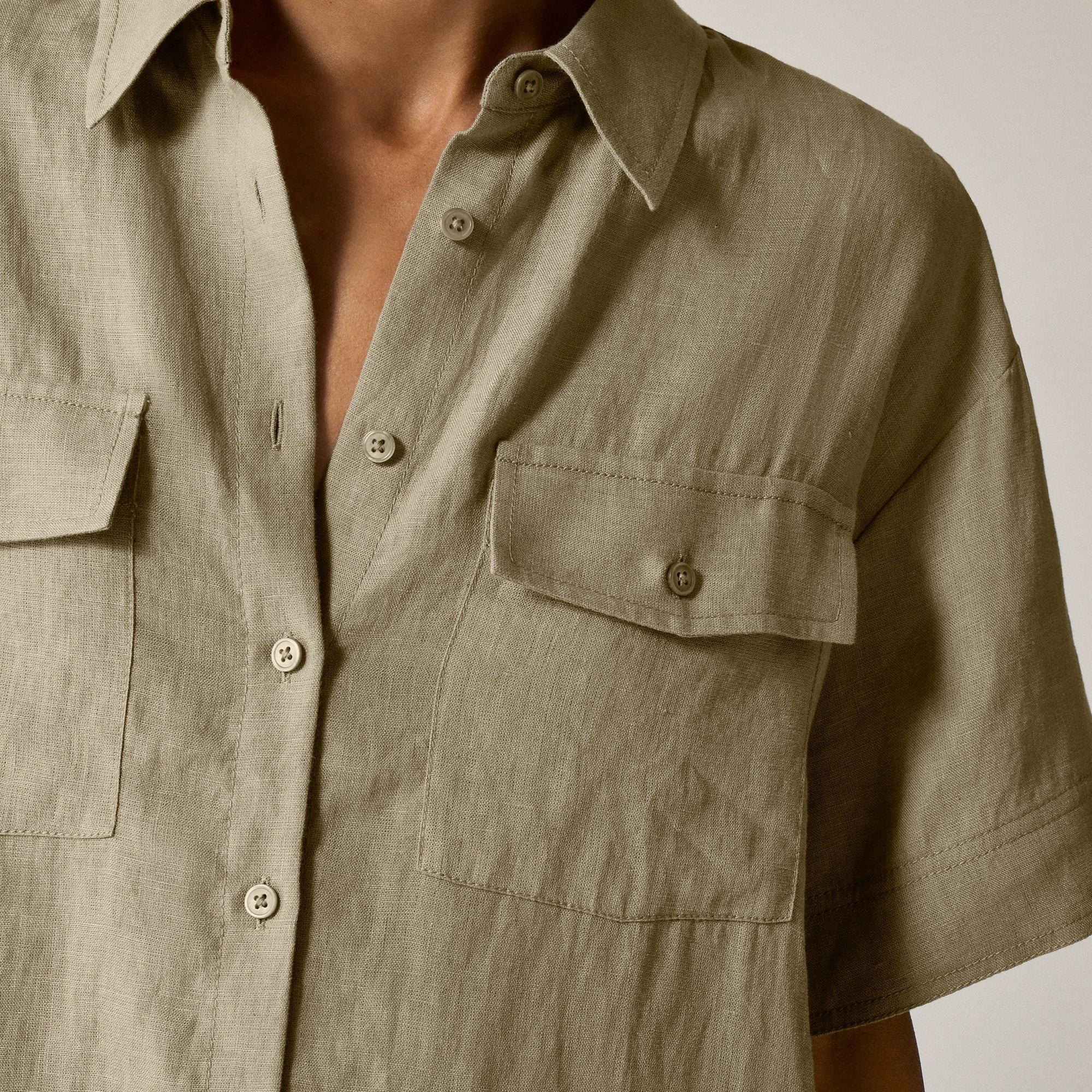Petite utility shirtdress in linen Product Image