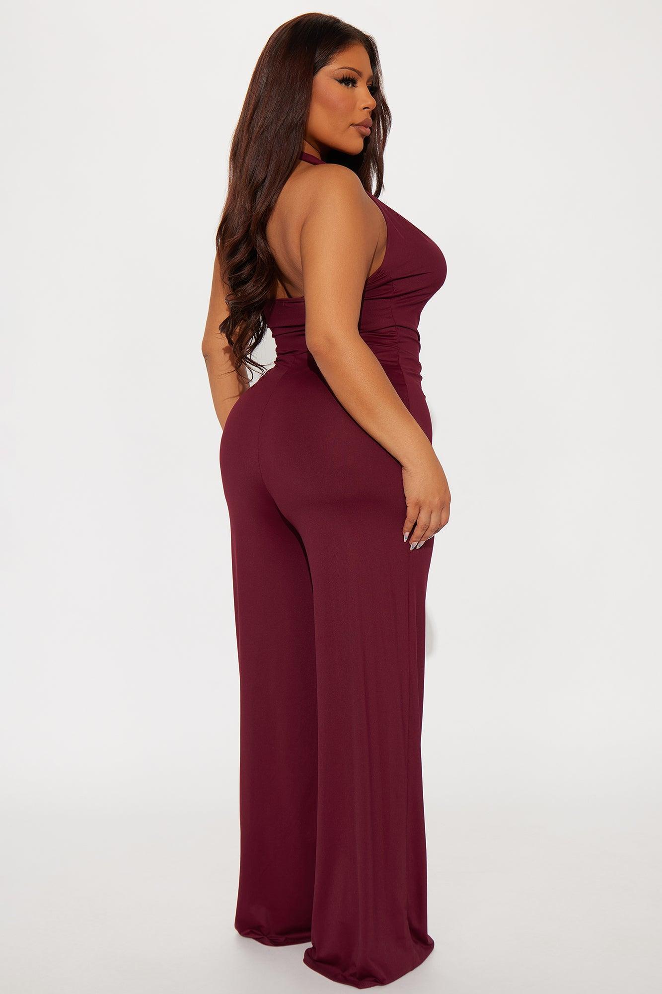 Bring It Back Jumpsuit - Burgundy Product Image