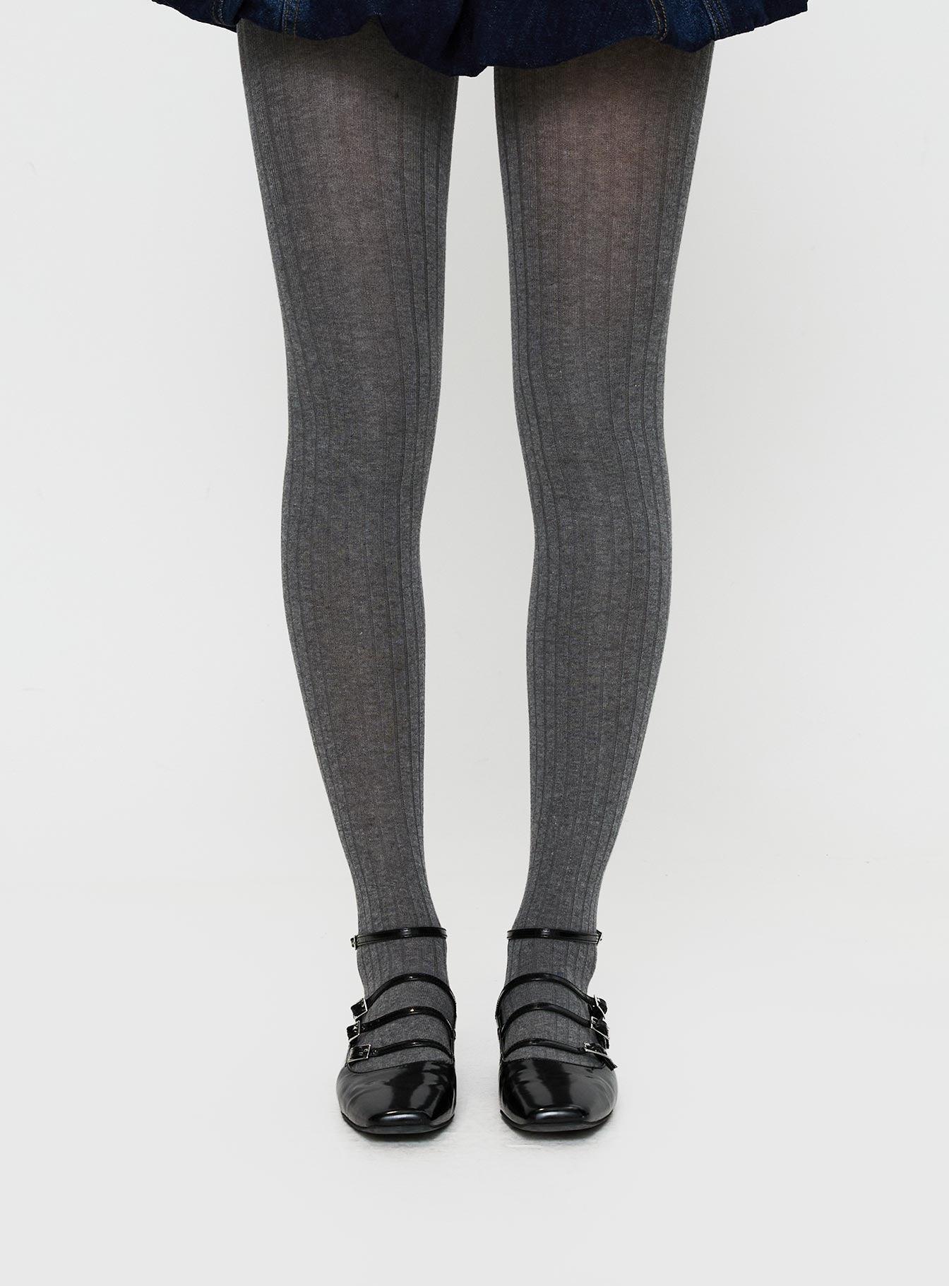 Flashback Ribbed Stockings Grey Product Image