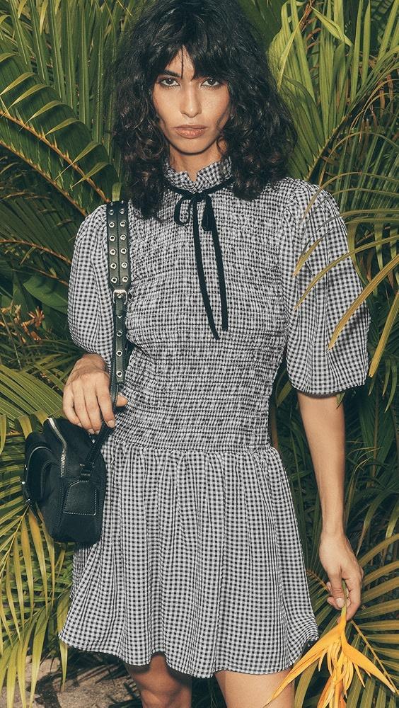 GANNI Sheer Fluid Check Mini Smock Dress | Shopbop Product Image