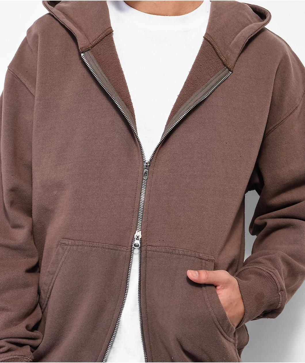 Shaka Wear Garment Dye Mocha Heavyweight Double Zip Hoodie Product Image