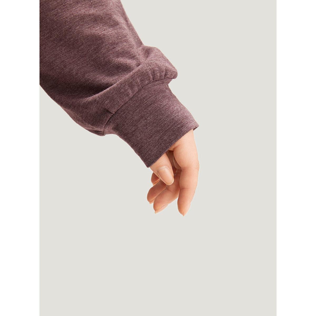 Plus Size Plain Zipper Round Neck Elastic Cuffs Sweatshirt Women Mauve Casual Elastic cuffs Round Neck Dailywear Sweatshirts BloomChic 30/6X Product Image