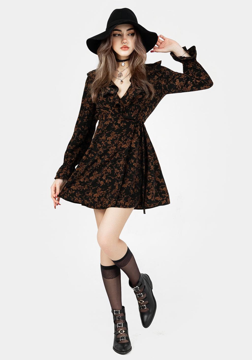 Monstera Frill Wrap Mini Dress Product Image