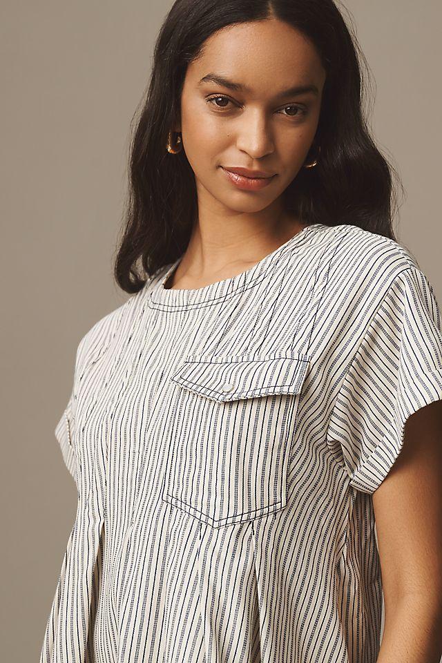 Pilcro Short-Sleeve Denim Mini Swing Dress Product Image