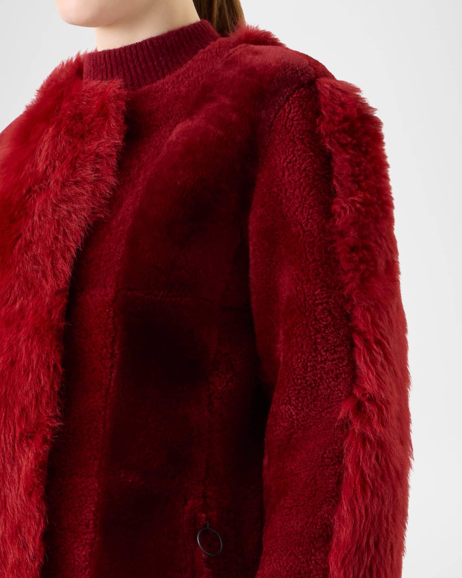 Vertical Paneled Lamb Shearling Jacket Product Image