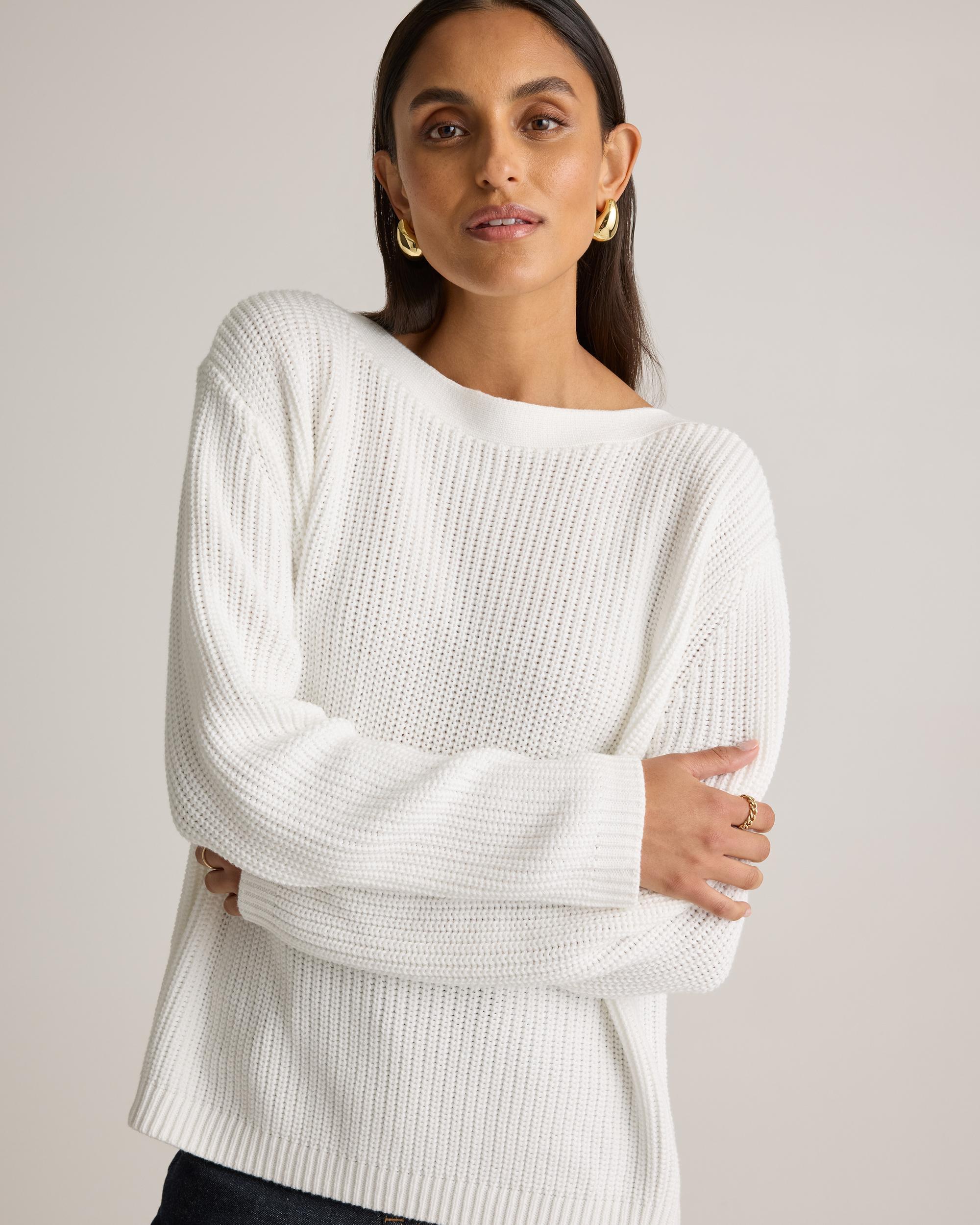 Quince | Women's Fisherman Boatneck Sweater Size XL, Organic Cotton Product Image