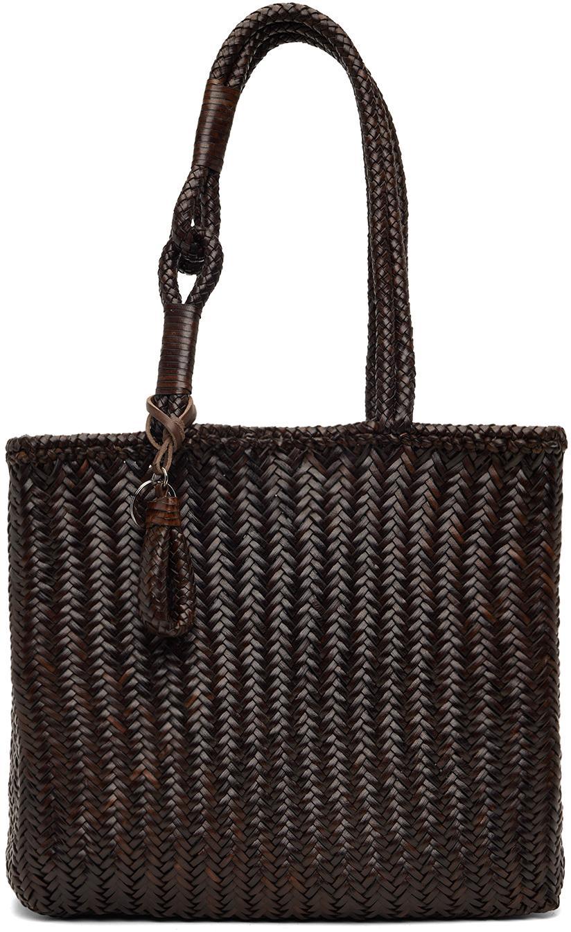 LEMAIRE Brown Medium Chevron Tote In Br512 Ristretto Product Image