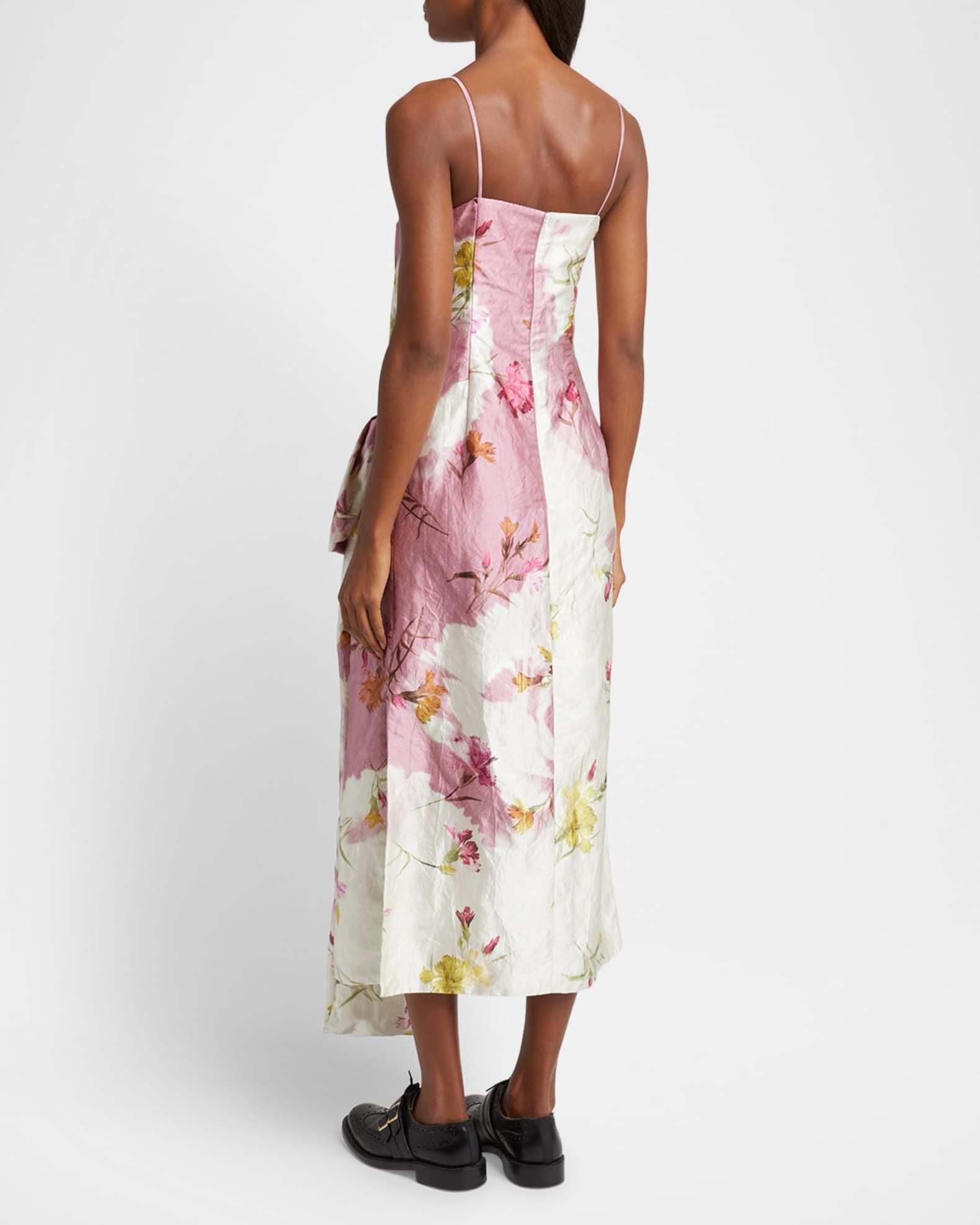 Floral Bow Draped Cocktail Dress Product Image