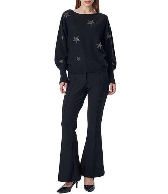 Greige Star Round Neck Dolman Long Sleeve Top Product Image