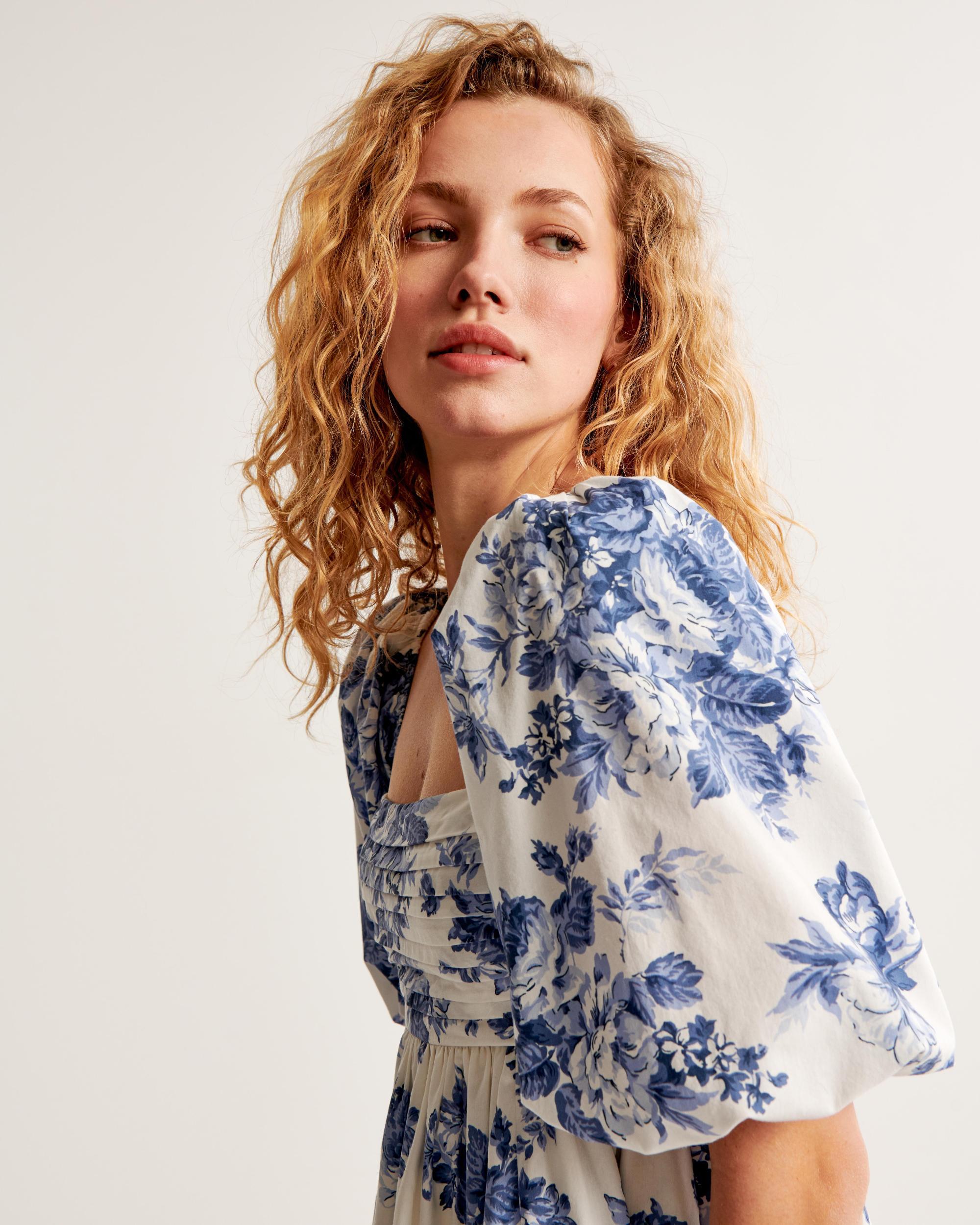 The A&F Emerson Poplin Puff Sleeve Mini Dress Product Image