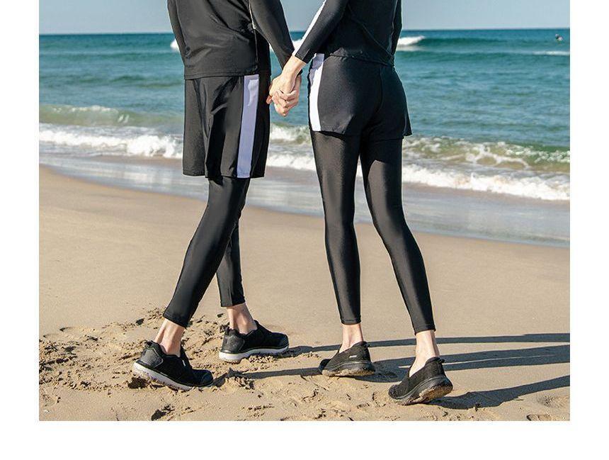 Couple Matching Lettering Two-Tone Tankini / Swim Pants / Swim Shorts / Rash Guard / Set Product Image