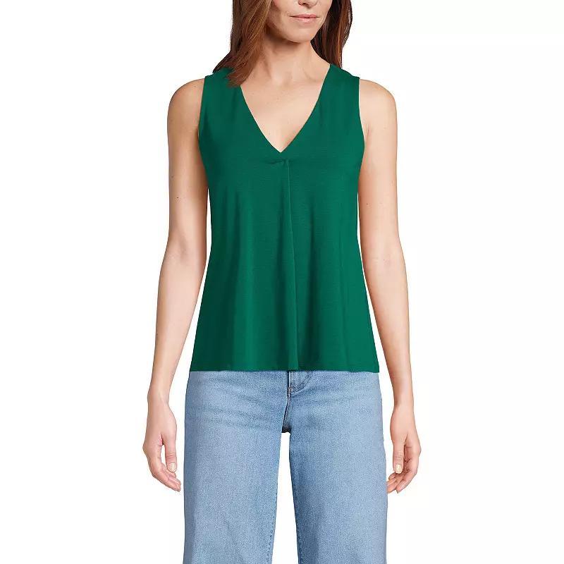 Women's Lands' End Lightweight Jersey V-Neck Tank Top, Size: Medium, Warm Tawny Brown Product Image