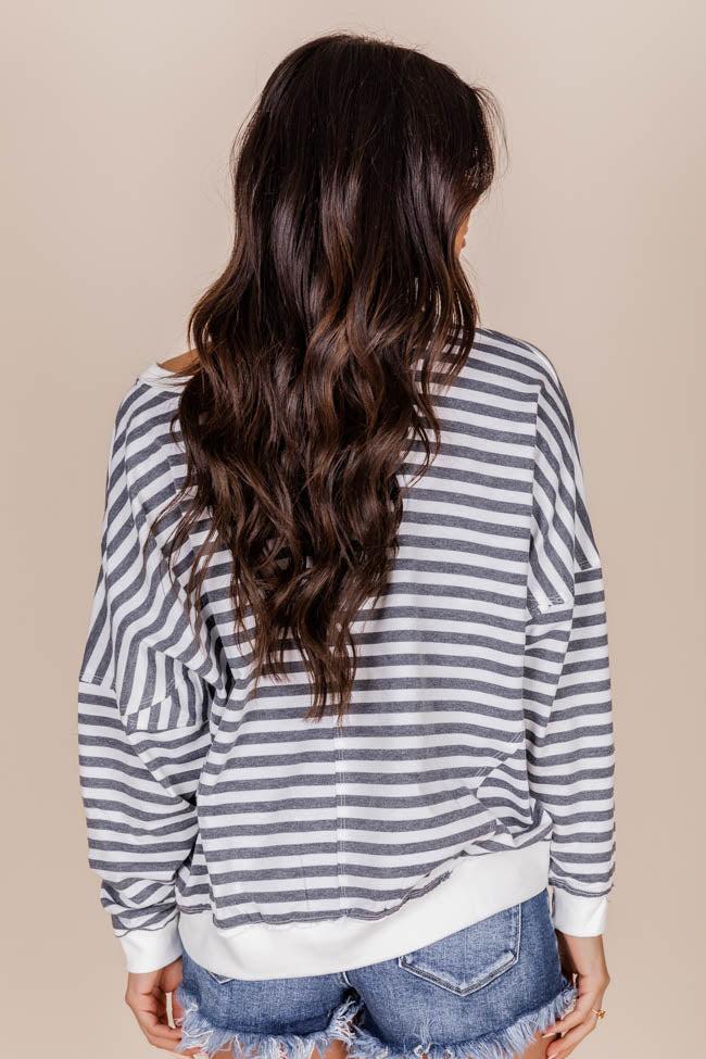 Before You Know It Black And White Striped Pullover FINAL SALE Product Image