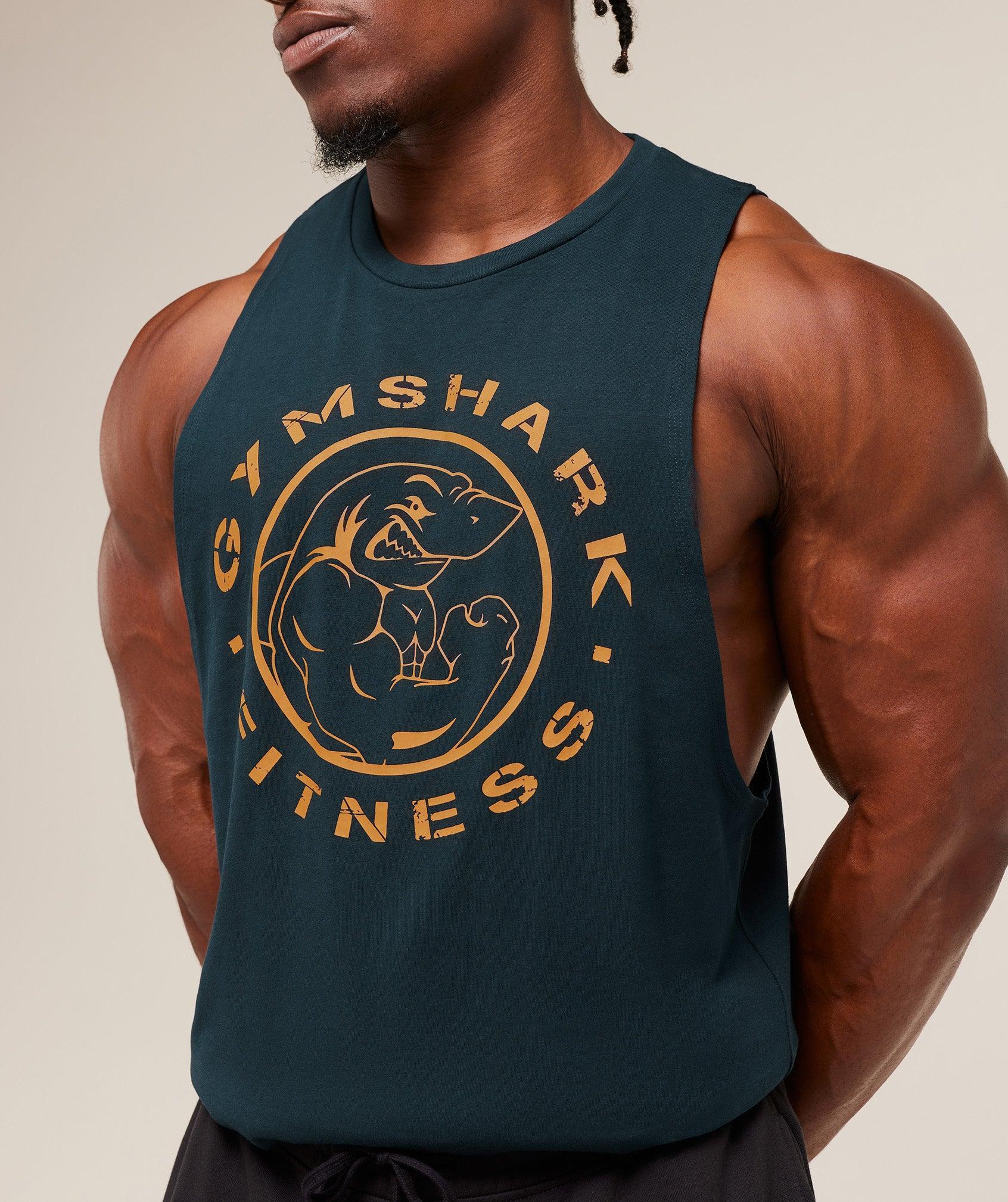 Gymshark Legacy Drop Arm Tank - Deep Petrol Blue Male Product Image