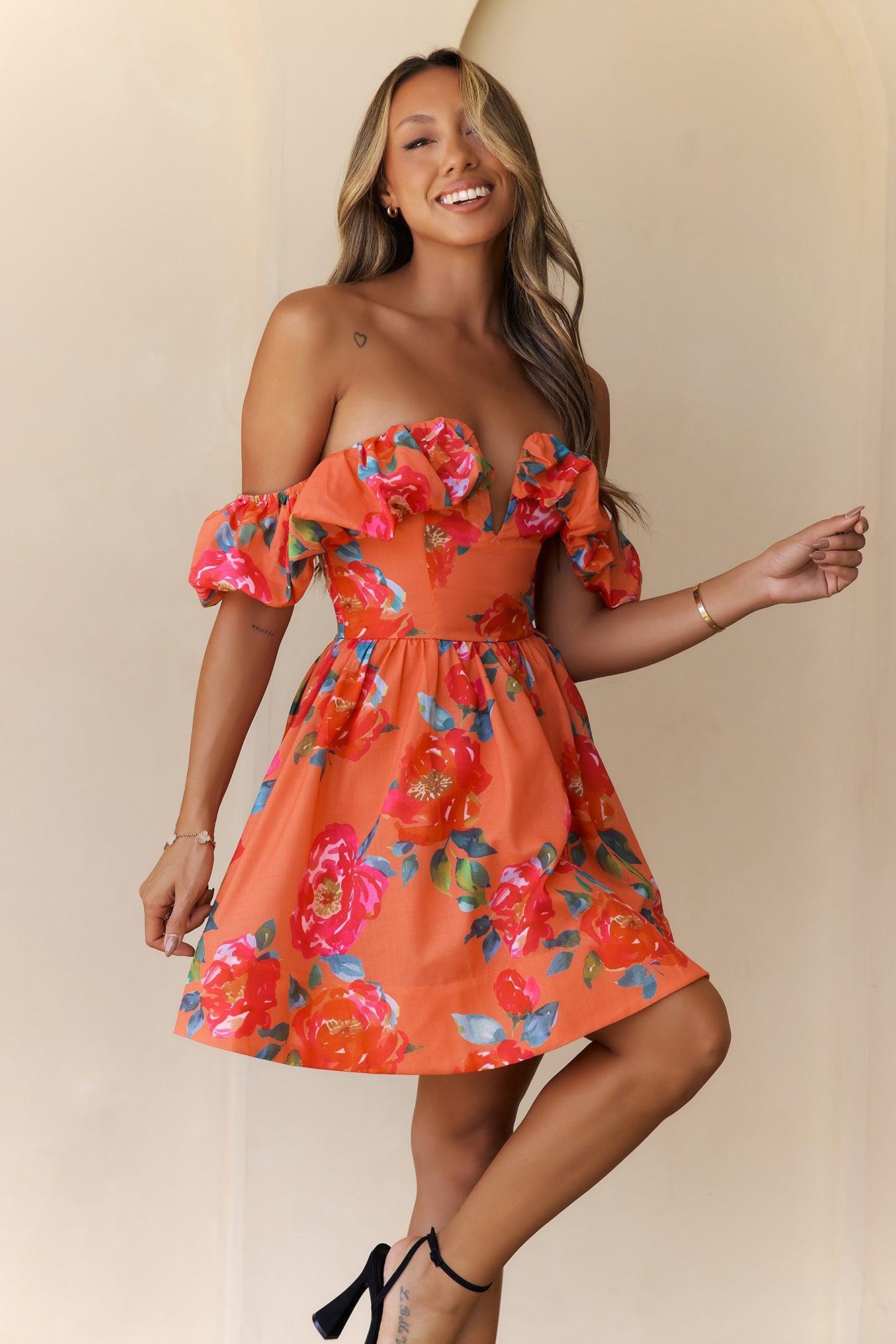 Velvet Rosé Off Shoulder Mini Dress Floral Product Image