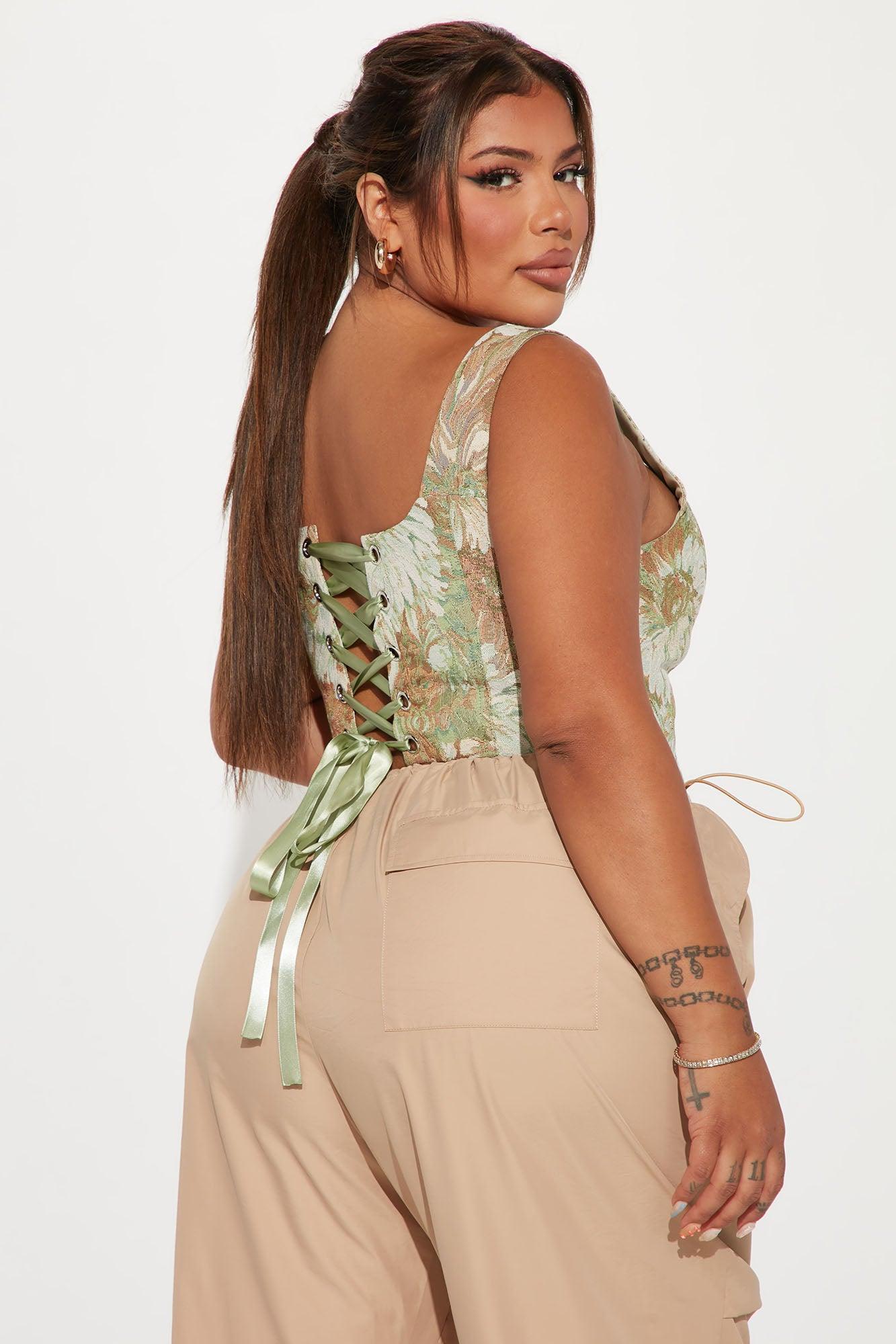More Than A Dream Corset Top - Sage/combo Product Image
