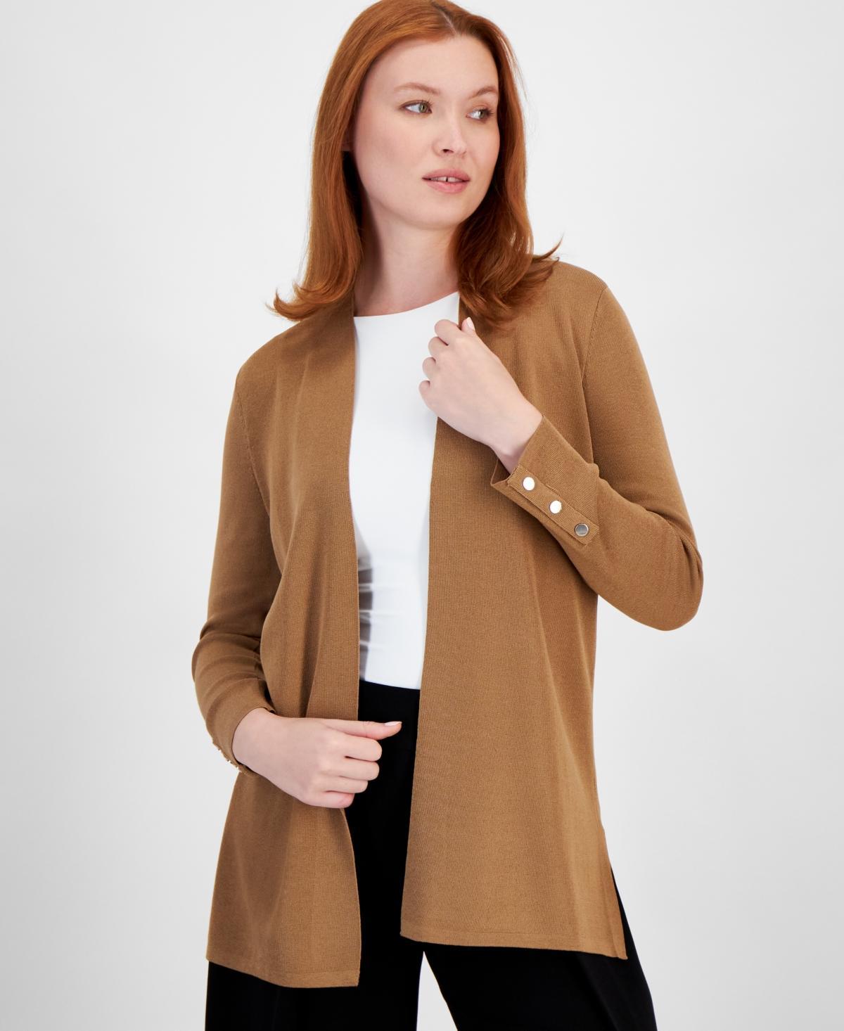 Anne Klein Womens Carmel Open-Front Buttoned-Cuff Cardigan Product Image