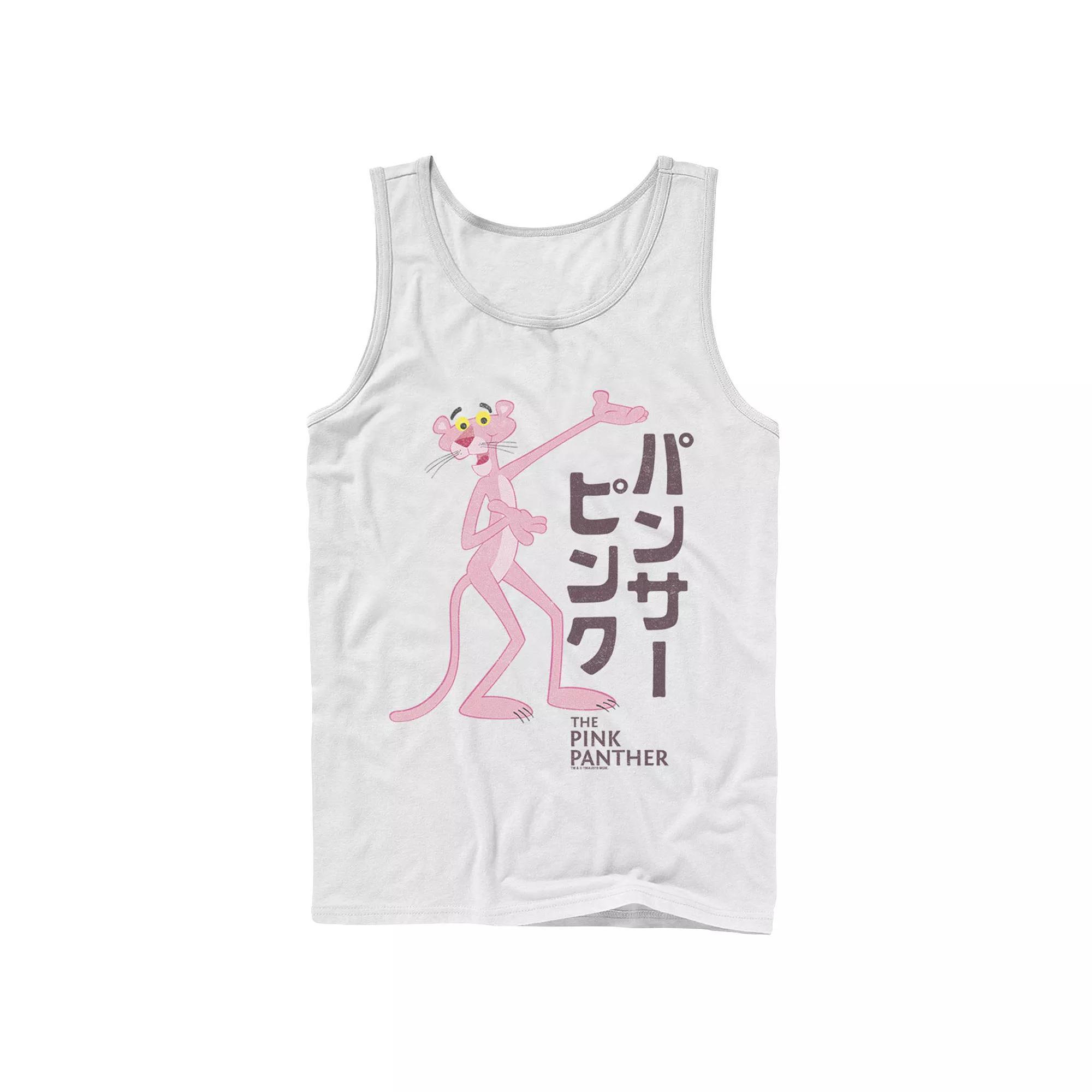 Men's Pink Panther Kanji Portrait Logo Tank Top, Size: Large, White Product Image