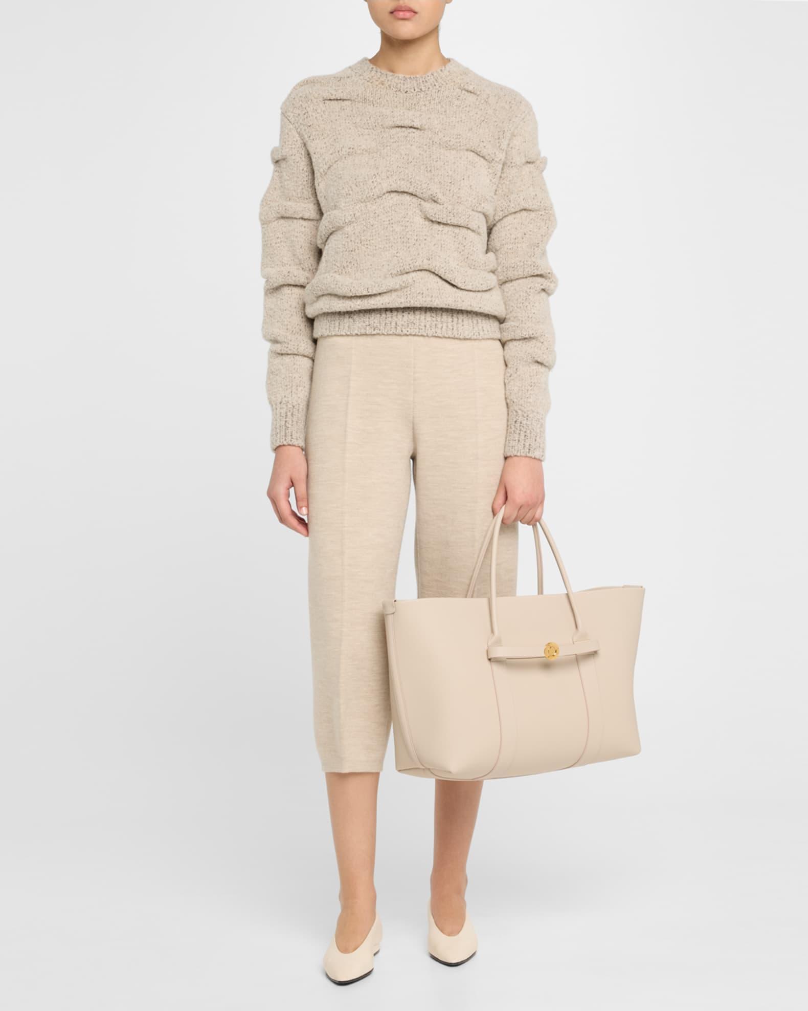 Ghiera Grained Leather & Cashmere Tote Back Product Image