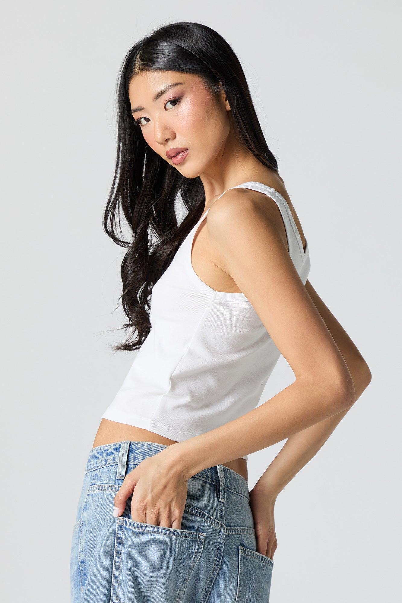 Cropped Ribbed Scoop Neck Tank Female Product Image