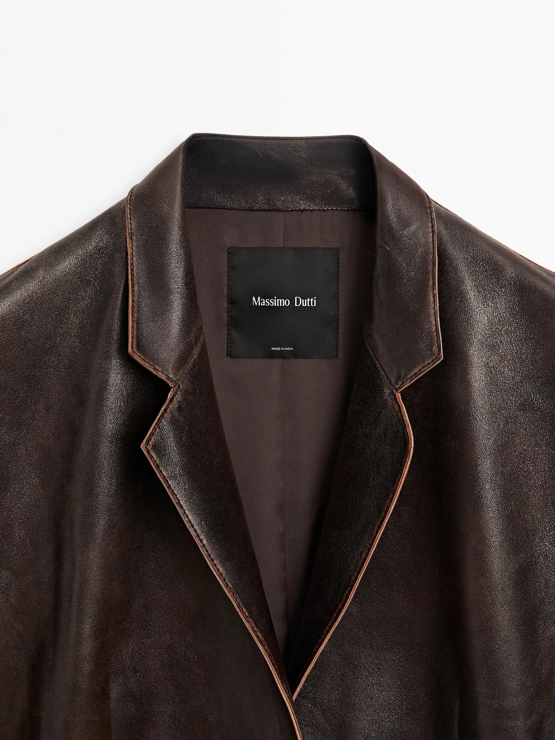 Distressed nappa leather coat Product Image