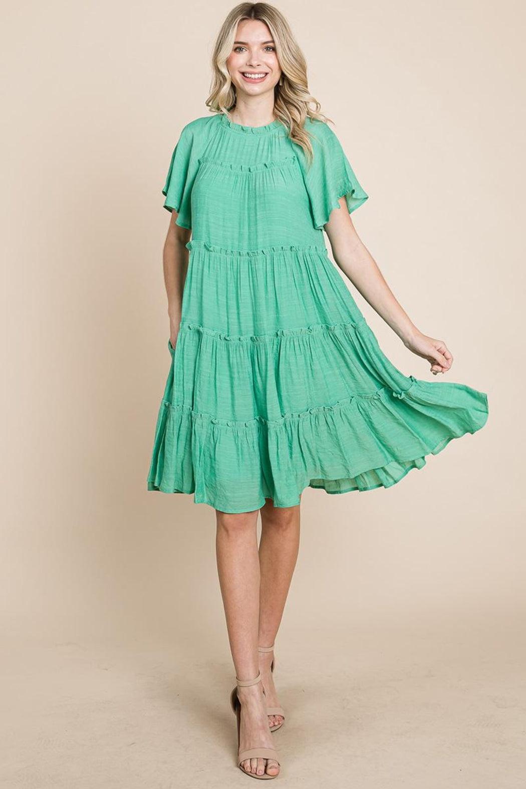 Tiered Babydoll Dress With Pockets Female Product Image