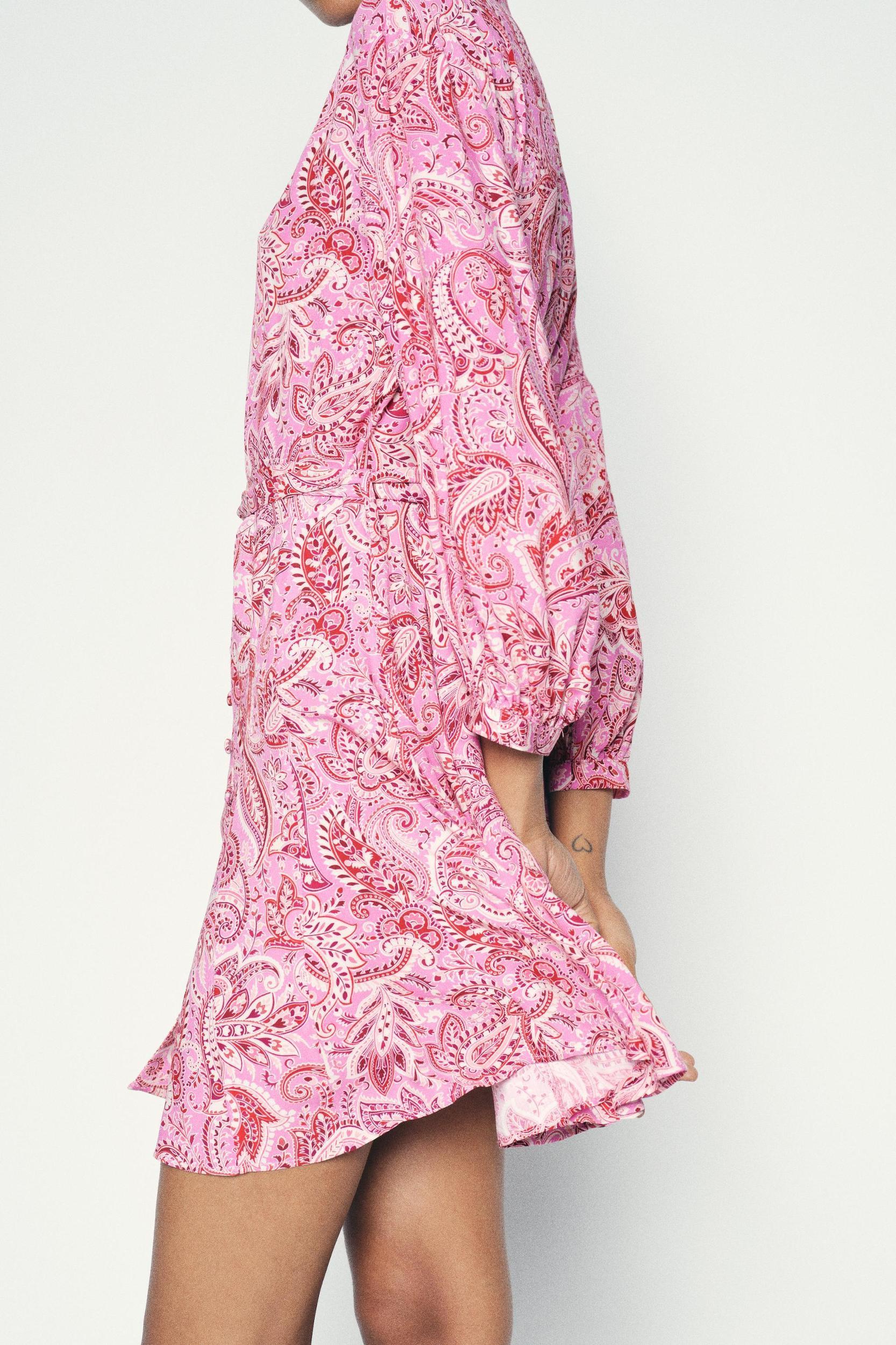 BELTED PRINTED SHORT DRESS Product Image