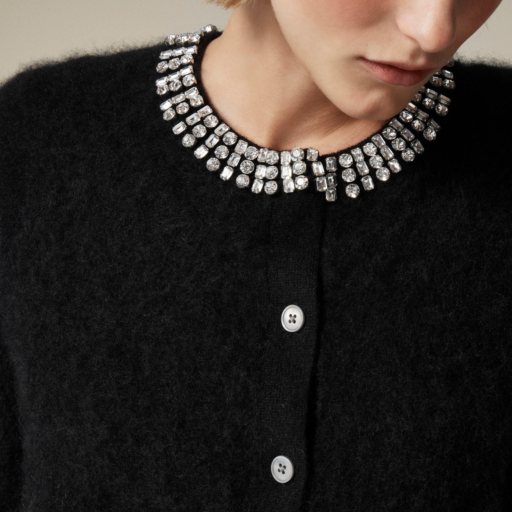 Brushed cashmere embellished cardigan sweater Product Image