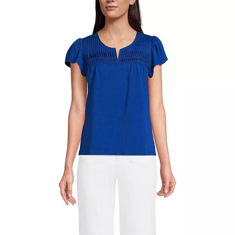 Women's Lands' End Lightweight Jersey Top, Size: Large, White Purple Product Image