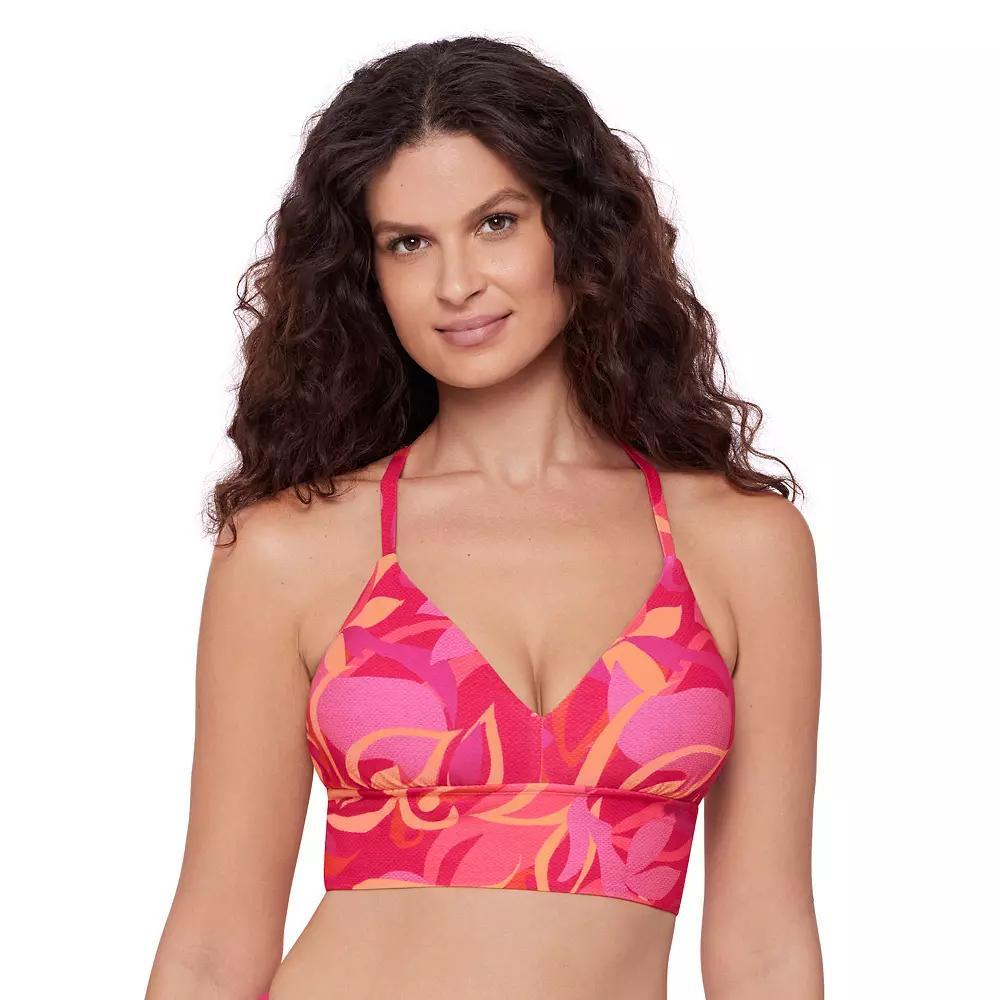 Women's Eco Beach Long Line Bralette Swim Top, Size: Medium, Curly Q Product Image