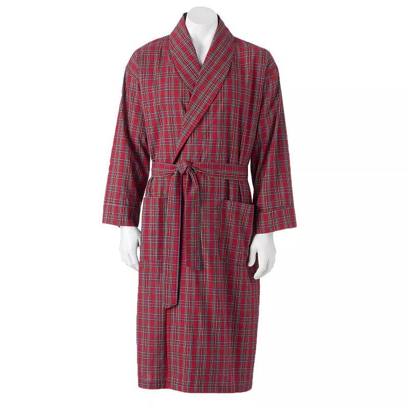 Big & Tall Hanes® Lightweight Woven Shawl Robe, Men's, Size: 5XL/6XL, Red Plaid Product Image