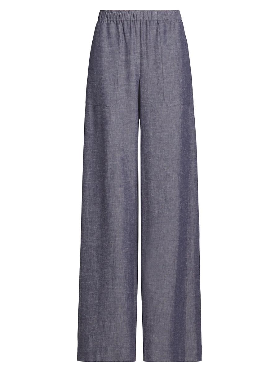 Womens Elasticized Mid-Rise Wide-Leg Pants Product Image