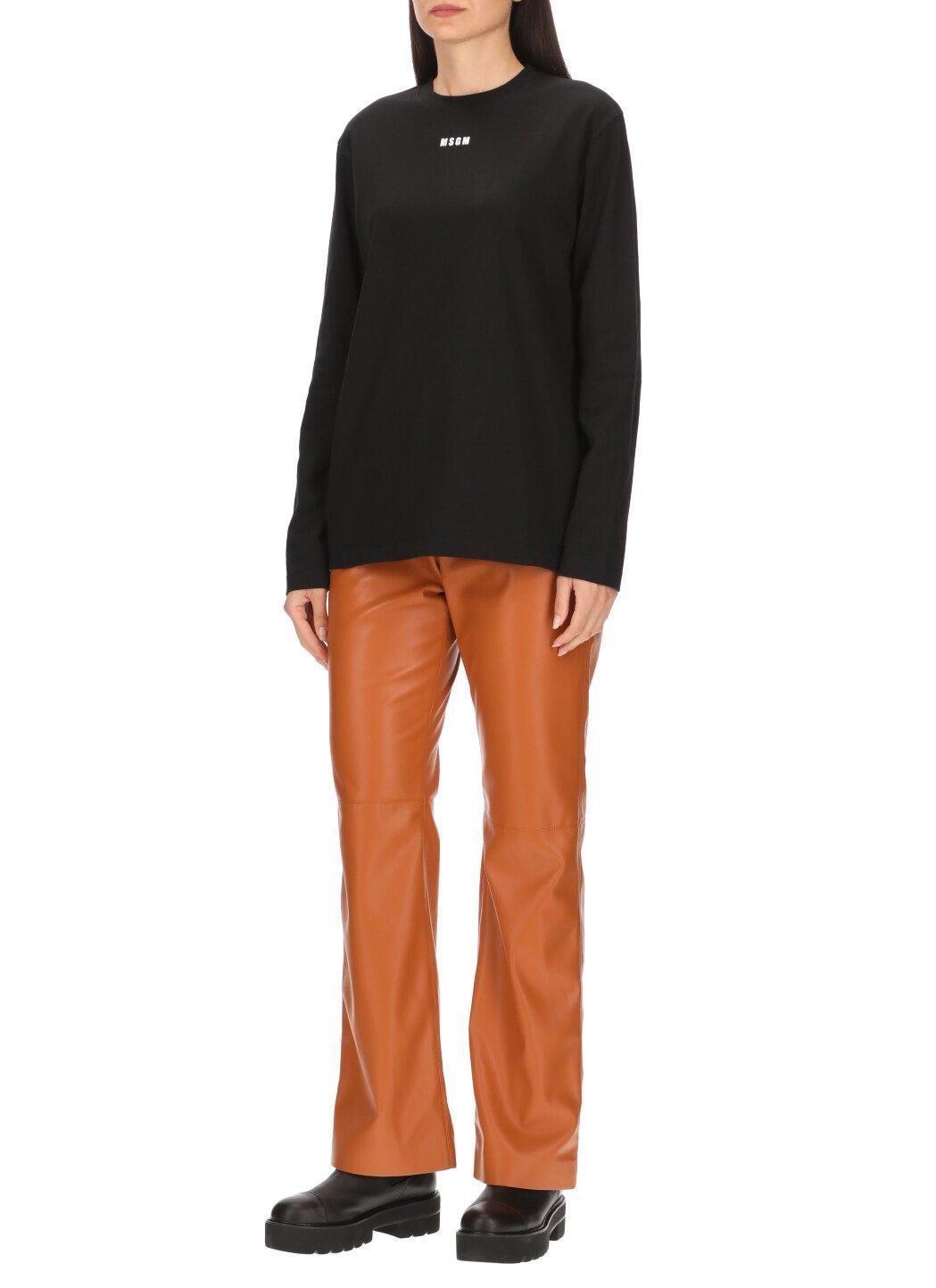 MSGM Logo Printed Long-sleeved T-shirt In Black Product Image