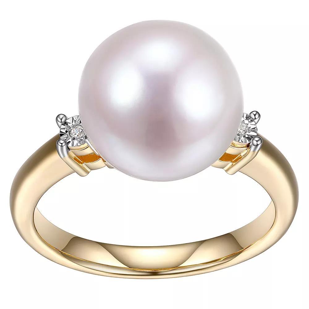 Maralux 18k Gold Over Sterling Silver Freshwater Cultured Pearl & Diamond Accent Ring, Women's, Gold Tone Product Image