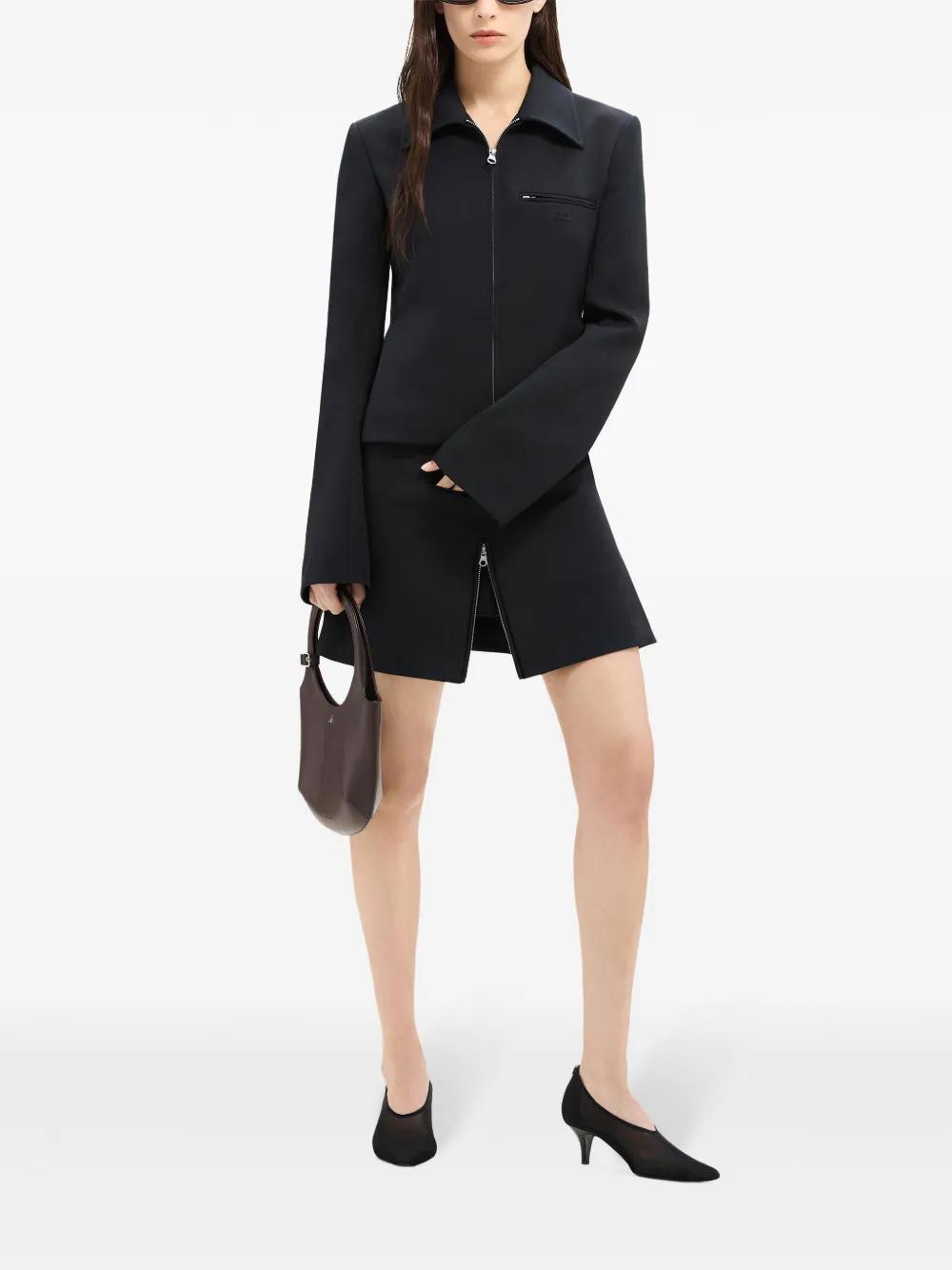 COURRÈGES Logo-embroidered Zip-fastening Twill Jacket In Black Product Image