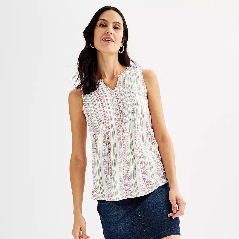 Women's Croft & Barrow® Pintuck Sleeveless Shell Top, Size: Medium, Red Fun Anchor Product Image