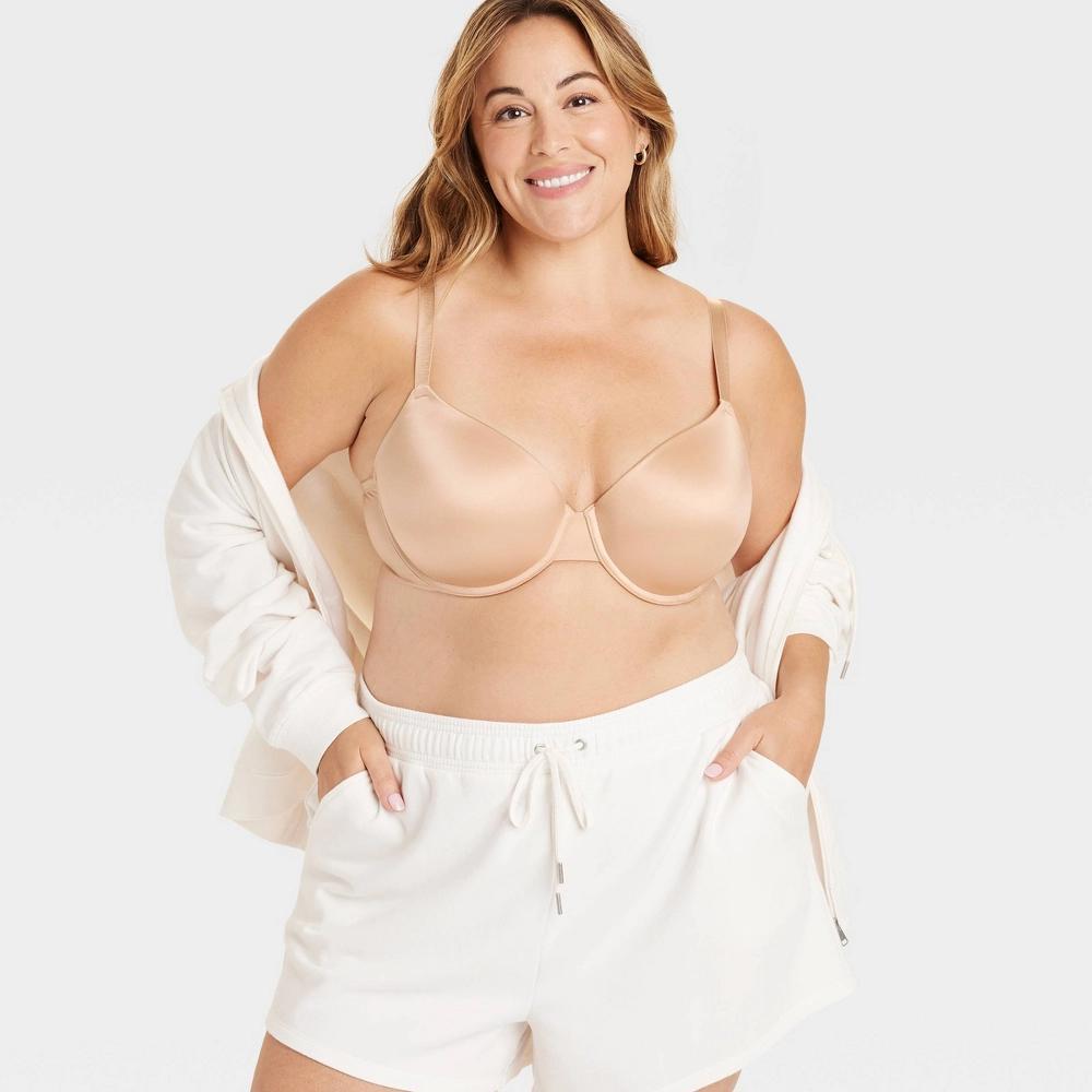 Women's Demi T-Shirt Push-Up Bra - Auden™ Pearl Tan 34DDD: Light Lift, Molded Cup, Underwire, Adjustable Strap, Knit Fabric Product Image