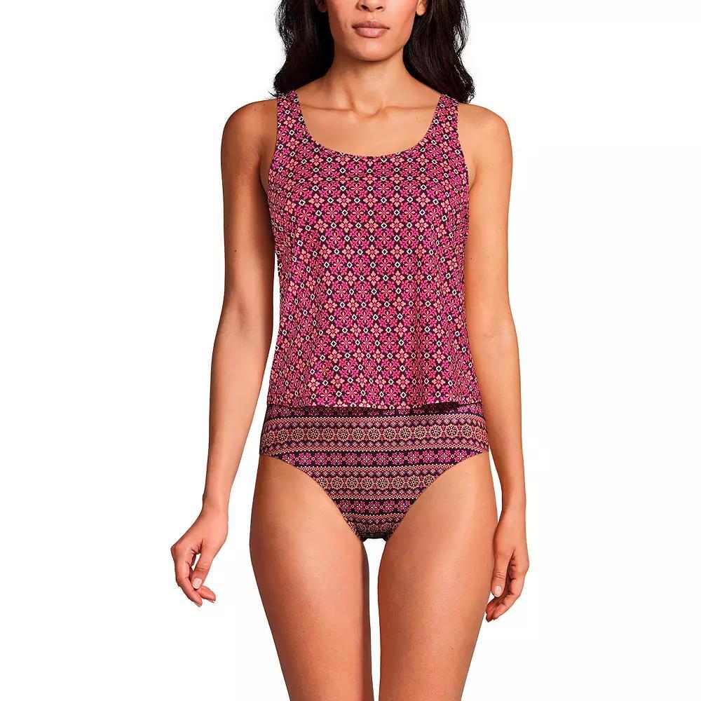 Womens Lands End Chlorine Resistant Scoop Neck One-Piece Fauxkini Swimsuit Product Image