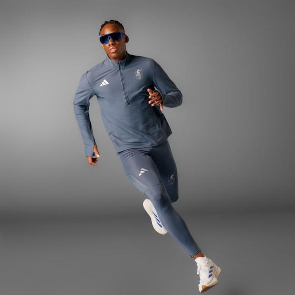 adidas Boston Marathon 2025 Own the Run 1/4 Zip Tee Onix XL Mens Product Image