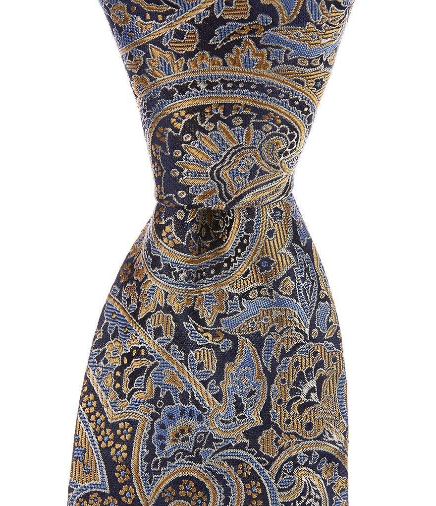 Hickey Freeman Paisley Printed 3 1/4#double; Woven Silk Tie Product Image