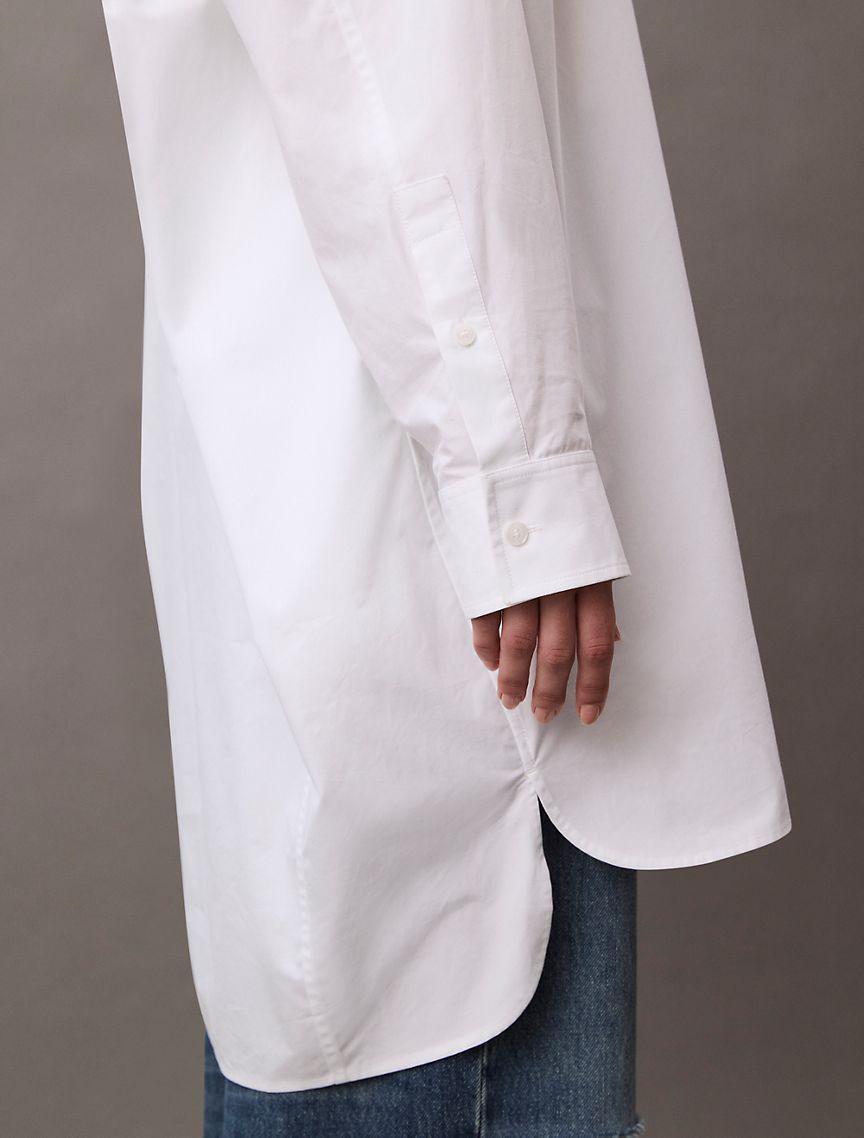 Calvin Klein Women's Poplin Relaxed Shirt Dress - White - XS Product Image