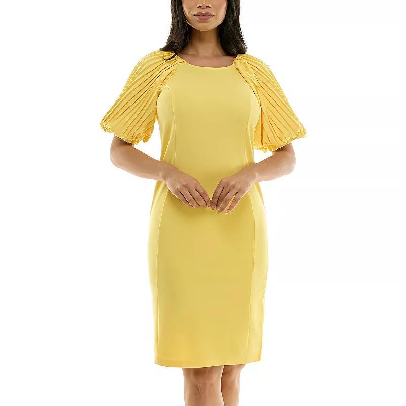 Women's Nina Leonard Pleated Puff Sleeve Dress, Size: Small, Dusty Pink Product Image