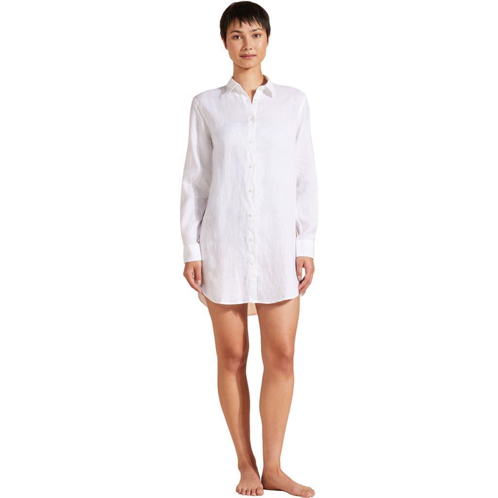 Womens Linen Long-Sleeve Mini Shirtdress Product Image