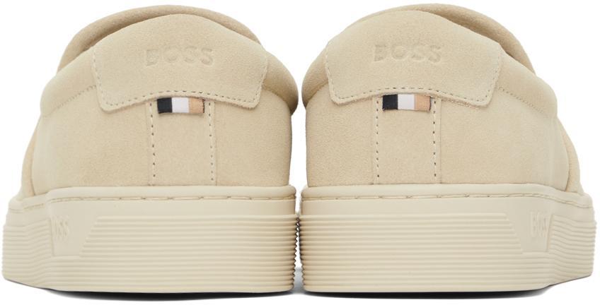 HUGO BOSS Suede Slip-on Espadrilles With Jute Sole In 131-open White Product Image