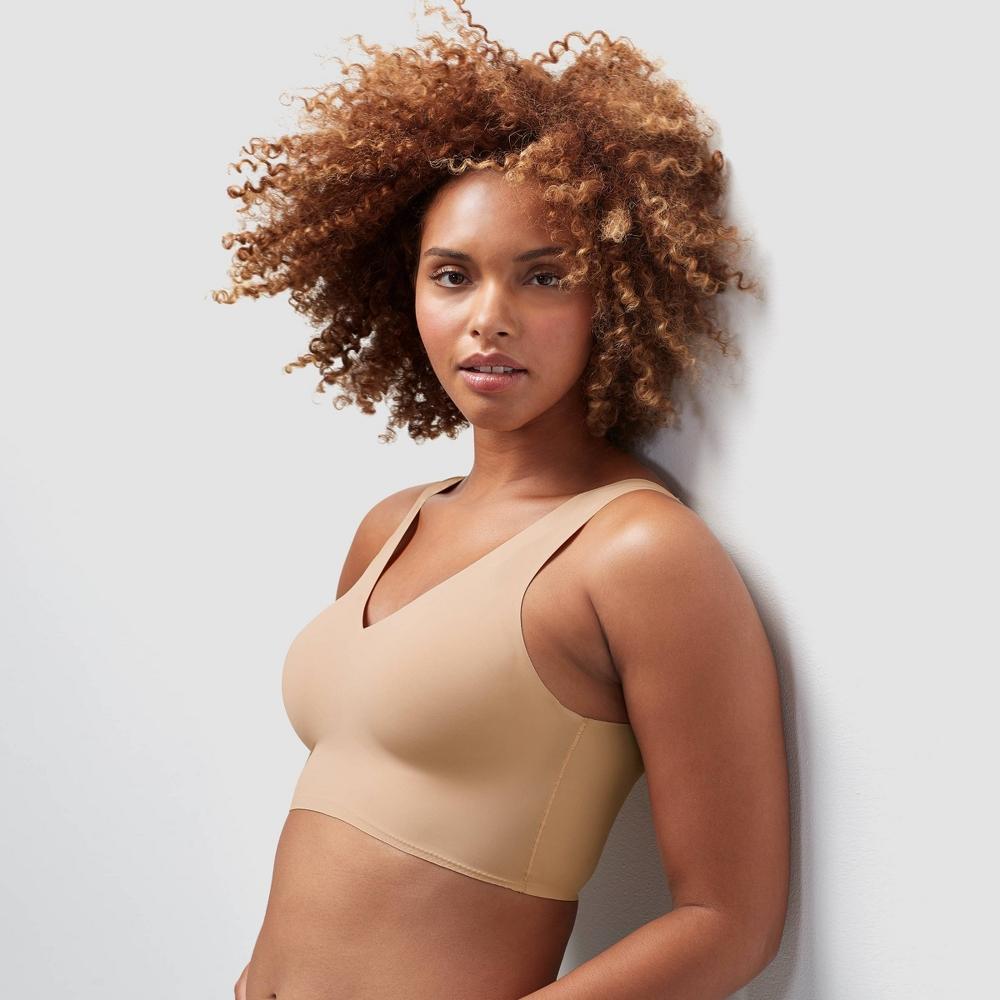 True & Co. True Everybody Women's V Neck Bra - Light Beige 1X: Seamless, Wireless, Lightly Lined Bralette Product Image