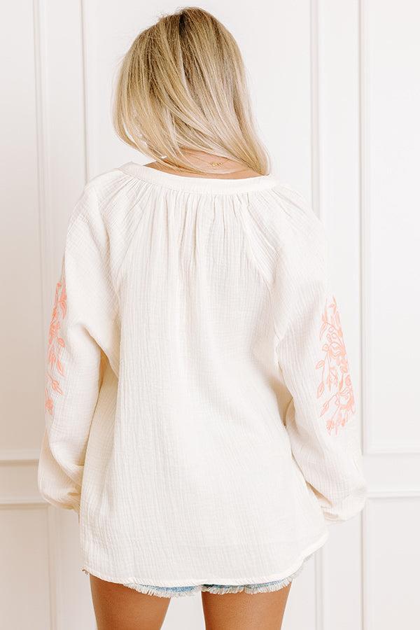 Gardenia Charm Floral Embroidered Top in Cream Product Image