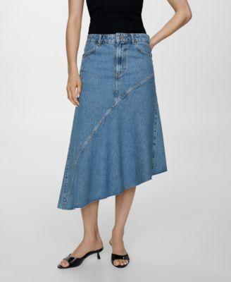 Mango Womens Asymmetrical Denim Skirt Blue Product Image