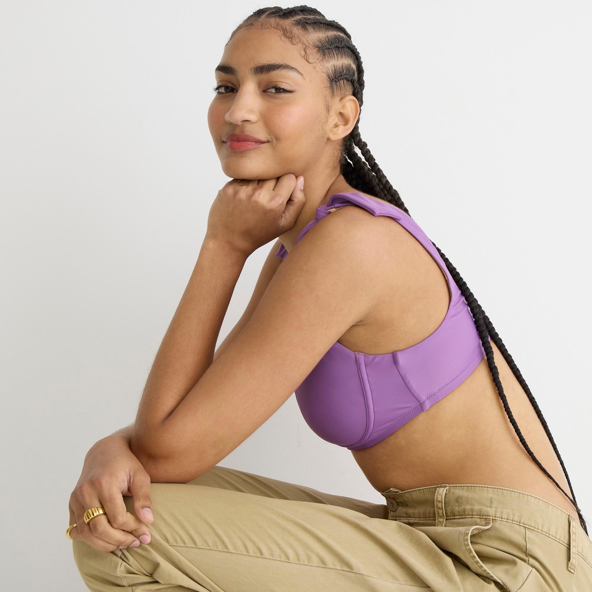 Tie-shoulder scoopneck bikini top Product Image