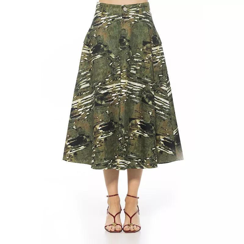 Women's ALEXIA ADMOR Cargo Belted Midi Skirt, Size: 14, Green Product Image